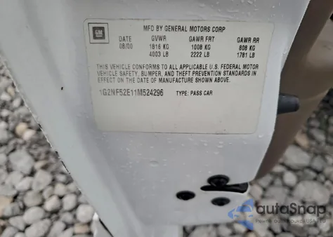 2001 Pontiac Grand Am Se1 from USA, damaged, VIN 1G2NF52E11M524296